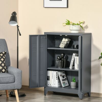 SANMINE HABITAT Homcom Armoire De Bureau À 3 Niveaux. Meuble De Rangement Bureau Métallique Avec 2 Portes Et Étagères Réglables. Armoire À Dossiers Pour Domicile. Garage. Gris - Publicité SANMINE HABITAT Homcom Armoire De Bureau À 3 Niveaux. Meuble De Rangement Bureau Métallique Avec 2 Portes Et Étagères Réglables. Armoire À Dossiers Pour Domicile. Garage. Gris - Publicité