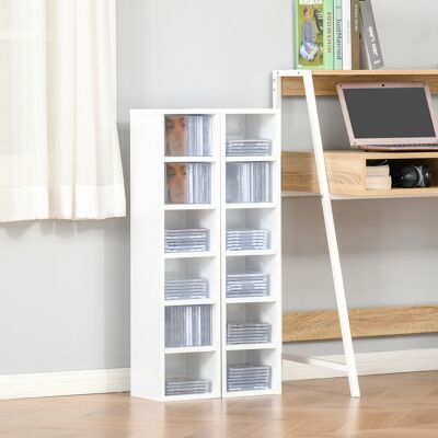 OEM Homcom Lot De 2 Étagères Colonnes De Rangement Cd-dvd - 12 Compartiments, Capacité 160 Cd, 21x19x88cm, Blanc - Publicité OEM Homcom Lot De 2 Étagères Colonnes De Rangement Cd-dvd - 12 Compartiments, Capacité 160 Cd, 21x19x88cm, Blanc - Publicité
