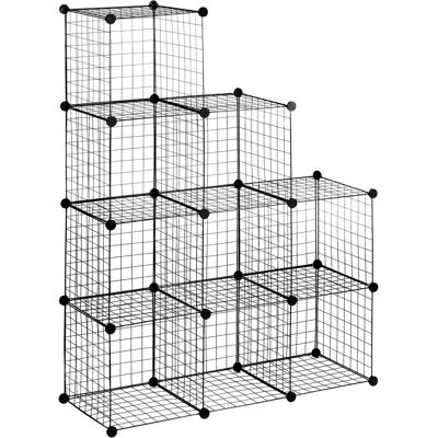 ARRIGONI Étagère Cube Modulable Diy Avec 9 Compartiments En Treillis Métallique Pour Salon, Chambre À Coucher, Noir - Publicité ARRIGONI Étagère Cube Modulable Diy Avec 9 Compartiments En Treillis Métallique Pour Salon, Chambre À Coucher, Noir - Publicité