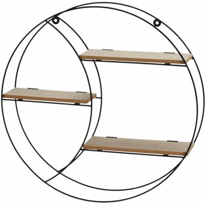 OEM Étagère Murale Ronde En Métal Noir Et Mdf, 44 Cm - Publicité OEM Étagère Murale Ronde En Métal Noir Et Mdf, 44 Cm - Publicité