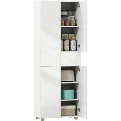 OEM Armoire De Cuisine Meuble De Rangement Buffet 4 Portes Avec Étagères Réglables - Dim. 60l X 35l X 170h Cm Blanc Laqué - Publicité OEM Armoire De Cuisine Meuble De Rangement Buffet 4 Portes Avec Étagères Réglables - Dim. 60l X 35l X 170h Cm Blanc Laqué - Publicité