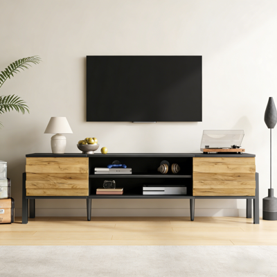 ARRIGONI Meuble Tv 175 X 39,5 X 53 Cm, Meuble Bas Tv, Console Tv Avec 2 Armoires Et Espace De Rangement Ouvert, Table Tv, Support Tv, Meuble De Salon, Adapté Aux Téléviseurs Jusqu’à 70 Pouces - Publicité ARRIGONI Meuble Tv 175 X 39,5 X 53 Cm, Meuble Bas Tv, Console Tv Avec 2 Armoires Et Espace De Rangement Ouvert, Table Tv, Support Tv, Meuble De Salon, Adapté Aux Téléviseurs Jusqu’à 70 Pouces - Publicité