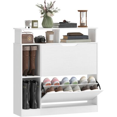 OEM Meuble À Chaussures. Armoire À Chaussures. 2 Tiroirs Rabattables. Compartiments Ouverts Et Étagère Réglable. Blanc - Publicité OEM Meuble À Chaussures. Armoire À Chaussures. 2 Tiroirs Rabattables. Compartiments Ouverts Et Étagère Réglable. Blanc - Publicité