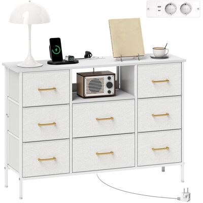 OEM Commode Homcom, Meuble De Rangement À 8 Tiroirs En Tissu, Multiprise, Structure En Acier, Idéal Pour L'Entrée, La Chambre, Le Salon Et Le Bureau, Blanc Crème - Publicité OEM Commode Homcom, Meuble De Rangement À 8 Tiroirs En Tissu, Multiprise, Structure En Acier, Idéal Pour L'Entrée, La Chambre, Le Salon Et Le Bureau, Blanc Crème - Publicité