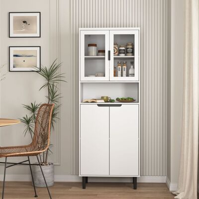ACKERMAN Étagère À Livres Haute Avec Porte En Verre Trempé Et Plateau Réglable, 4 Portes, Armoire Mdf Laquée, Blanc, Rangement Pour Salon Et Chambre À Coucher - Publicité ACKERMAN Étagère À Livres Haute Avec Porte En Verre Trempé Et Plateau Réglable, 4 Portes, Armoire Mdf Laquée, Blanc, Rangement Pour Salon Et Chambre À Coucher - Publicité