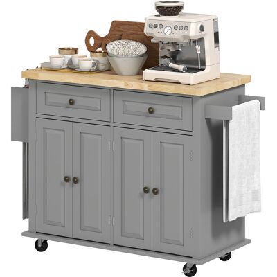 OEM Desserte Ilôt De Cuisine Multi Rangements 2 Tiroirs 2 Placard 2 Portes Avec Étagère Range-bouteille Porte-torchons Et Étagère Réglable Mdf Gris Hévéa - Publicité OEM Desserte Ilôt De Cuisine Multi Rangements 2 Tiroirs 2 Placard 2 Portes Avec Étagère Range-bouteille Porte-torchons Et Étagère Réglable Mdf Gris Hévéa - Publicité
