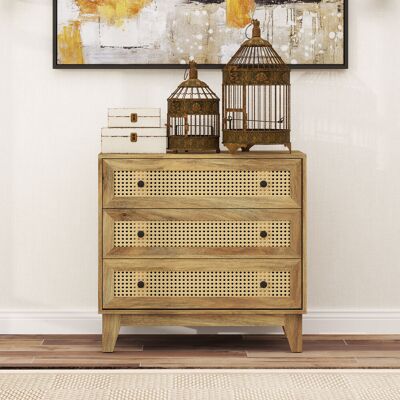 OEM Homcom Commode De Rangement (80x35x76cm) Avec 3 Tiroirs, Façade En Cannage Rotin, Aspect Bois Clair, Style Bohème Et Scandinave, Meuble Moderne Pour Chambre Et Salon - Publicité OEM Homcom Commode De Rangement (80x35x76cm) Avec 3 Tiroirs, Façade En Cannage Rotin, Aspect Bois Clair, Style Bohème Et Scandinave, Meuble Moderne Pour Chambre Et Salon - Publicité