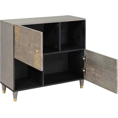 Maison La Vie - Buffet Salon Moderne - Meuble De Rangement - Gris Et Or 80 X 33 X 75 Cm Bois De Mangue Massif Bu4625 - Publicité Maison La Vie - Buffet Salon Moderne - Meuble De Rangement - Gris Et Or 80 X 33 X 75 Cm Bois De Mangue Massif Bu4625 - Publicité