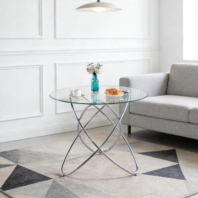 OEM Dining Table With Chrome Metal Leg And Tempered Glass,modern Space Saving Kitchen Table For Living Room,chrome Color Metal Legs - Publicité OEM Dining Table With Chrome Metal Leg And Tempered Glass,modern Space Saving Kitchen Table For Living Room,chrome Color Metal Legs - Publicité
