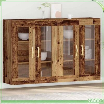 OEM Meuble Mural (lot De 2) - Modèle 3334317 - Bois Ancien - 4 Portes Vitrées - 69,5x34x90 Cm - Publicité OEM Meuble Mural (lot De 2) - Modèle 3334317 - Bois Ancien - 4 Portes Vitrées - 69,5x34x90 Cm - Publicité