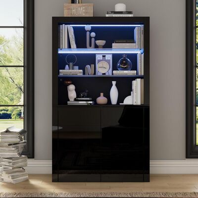 OEM Meuble De Rangement 100 X 35 X 170 Cm, Vitrine, Meuble De Rangement Laqué Brillant Avec Éclairage Led, 2 Étagères En Verre, 2 Placards, Meuble Haut, Meuble De Salon, Meuble De Rangement, Armoire Haute - Publicité OEM Meuble De Rangement 100 X 35 X 170 Cm, Vitrine, Meuble De Rangement Laqué Brillant Avec Éclairage Led, 2 Étagères En Verre, 2 Placards, Meuble Haut, Meuble De Salon, Meuble De Rangement, Armoire Haute - Publicité