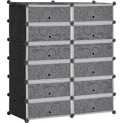 OEM Étagère À Chaussures, 12 Boîtes De Rangement Pour 24 Paires De Chaussures, En Plastique, Noir Et Blanc - Publicité OEM Étagère À Chaussures, 12 Boîtes De Rangement Pour 24 Paires De Chaussures, En Plastique, Noir Et Blanc - Publicité
