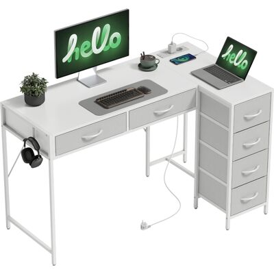 Generic Bureau D'Angle Avec 6 Tiroirs, Crochet Latéral Et Prises Intégrées, Bois Et Acier, 126 X 48 X 80 Cm, Blanc - Publicité Generic Bureau D'Angle Avec 6 Tiroirs, Crochet Latéral Et Prises Intégrées, Bois Et Acier, 126 X 48 X 80 Cm, Blanc - Publicité