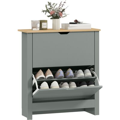 OEM Meuble À Chaussures 12 Paires, Armoire À Chaussures Étroite Avec 2 Tiroirs Rabattables Et Étagères Réglables, Gris Clair - Publicité OEM Meuble À Chaussures 12 Paires, Armoire À Chaussures Étroite Avec 2 Tiroirs Rabattables Et Étagères Réglables, Gris Clair - Publicité