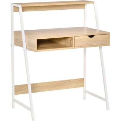 Generic Bureau Secrétaire Bureau Informatique Style Néo-rétro Tiroir Niche Étagère Métal Blanc, Aspect Chêne Clair - Publicité Generic Bureau Secrétaire Bureau Informatique Style Néo-rétro Tiroir Niche Étagère Métal Blanc, Aspect Chêne Clair - Publicité