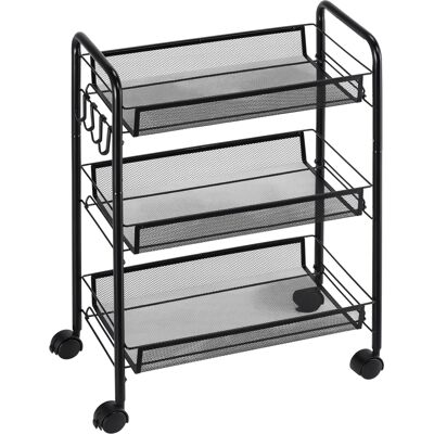 ARRIGONI Chariot À 3 Niveaux Avec Paniers Desserte À Roulettes Chariot De Rangement Roulante 45 X 26,5 X 63 Cm Noir - Publicité ARRIGONI Chariot À 3 Niveaux Avec Paniers Desserte À Roulettes Chariot De Rangement Roulante 45 X 26,5 X 63 Cm Noir - Publicité