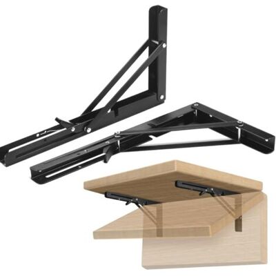 ABYSSE 2pcs Support D' Étagères Pliable Équerre Pliante Étagère Murale Support Pliante Robuste Noir Support Console Pliable Murale - Publicité ABYSSE 2pcs Support D' Étagères Pliable Équerre Pliante Étagère Murale Support Pliante Robuste Noir Support Console Pliable Murale - Publicité