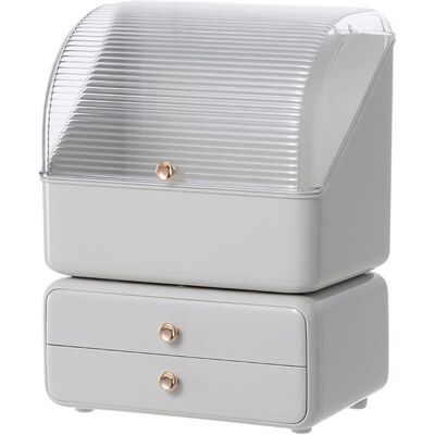Generic Organiseur De Maquillage Pour Cosmétiques, Boîte De Rangement Anti-poussière Avec Couvercle Et 2 Tiroirs Pour Chambre À Coucher, Salle De Bain Ect - Publicité Generic Organiseur De Maquillage Pour Cosmétiques, Boîte De Rangement Anti-poussière Avec Couvercle Et 2 Tiroirs Pour Chambre À Coucher, Salle De Bain Ect - Publicité