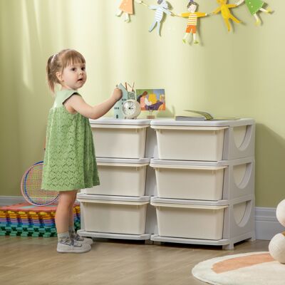 SANMINE HABITAT Organisateur De Jouets Pour Enfants À 3 Niveaux Avec 6 Tiroirs. Boîtes De Rangement En Plastique. 75x37x56.5cm. Crème - Publicité SANMINE HABITAT Organisateur De Jouets Pour Enfants À 3 Niveaux Avec 6 Tiroirs. Boîtes De Rangement En Plastique. 75x37x56.5cm. Crème - Publicité
