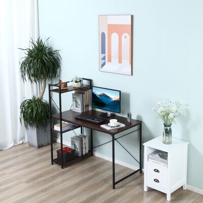 OEM Homcom Bureau D'Angle Avec Rangement Design Industriel - Bibliothèque 3 Étagères, Panneaux De Particules Aspect Noyer, Métal Noir - Publicité OEM Homcom Bureau D'Angle Avec Rangement Design Industriel - Bibliothèque 3 Étagères, Panneaux De Particules Aspect Noyer, Métal Noir - Publicité