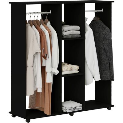 OEM Armoire Penderie Meuble De Rangement Mobile 6 Roulettes 120l X 40l X 128h Cm En Bois Noir - Publicité OEM Armoire Penderie Meuble De Rangement Mobile 6 Roulettes 120l X 40l X 128h Cm En Bois Noir - Publicité