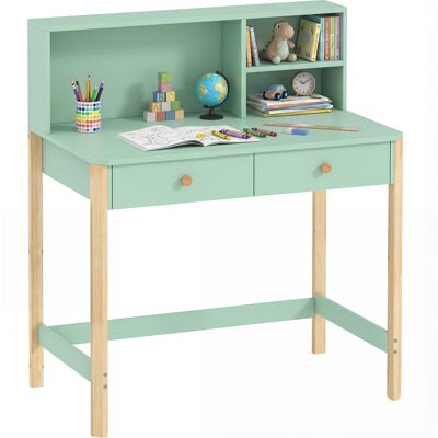 ARRIGONI Bureau Enfant En Bois, Bureau Avec Rangement, 2 Tiroirs Et 3 Compartiments Ouverts, Plateau Large, 90x52x105cm, Vert - Publicité ARRIGONI Bureau Enfant En Bois, Bureau Avec Rangement, 2 Tiroirs Et 3 Compartiments Ouverts, Plateau Large, 90x52x105cm, Vert - Publicité