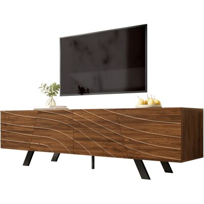 ACKERMAN Meuble Tv Moderne Avec Façade Ondulée – Meuble Bas Aspect Noyer Avec Pieds En Fer Noir, Grand Espace De Rangement, Gestion Des Câbles Et Étagère – Meuble Tv Pour Salon, Couloir (160×39×50,5 Cm) - Publicité ACKERMAN Meuble Tv Moderne Avec Façade Ondulée – Meuble Bas Aspect Noyer Avec Pieds En Fer Noir, Grand Espace De Rangement, Gestion Des Câbles Et Étagère – Meuble Tv Pour Salon, Couloir (160×39×50,5 Cm) - Publicité
