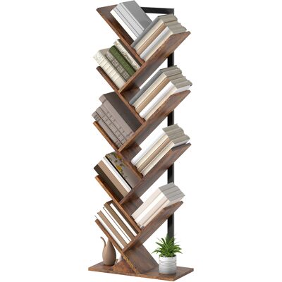 OEM Étagère À Livres, Étagère Autoportante À 9 Niveaux, Étroite, En Forme D'Arbre, Idéale Pour Le Bureau, Couleur Marron Rustique - Publicité OEM Étagère À Livres, Étagère Autoportante À 9 Niveaux, Étroite, En Forme D'Arbre, Idéale Pour Le Bureau, Couleur Marron Rustique - Publicité
