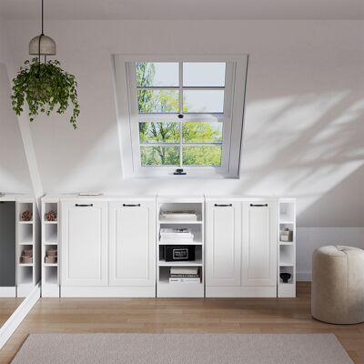 Ensembles De Meuble De Rangement Sous Pente Rion, Blanc Campagne, 210cm Lot De 5 Caissons 60 Cm De Profondeur, Vicco - Publicité Ensembles De Meuble De Rangement Sous Pente Rion, Blanc Campagne, 210cm Lot De 5 Caissons 60 Cm De Profondeur, Vicco - Publicité