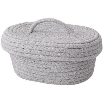 MCKENSA Boîte De Rangement De Bureau Avec Couvercle, Panier De Rangement En Corde De Coton Faite Main Pour Produits De Maquillage, Accessoires De Cuisine, Aiguilles À Goûter, Gris - Publicité MCKENSA Boîte De Rangement De Bureau Avec Couvercle, Panier De Rangement En Corde De Coton Faite Main Pour Produits De Maquillage, Accessoires De Cuisine, Aiguilles À Goûter, Gris - Publicité