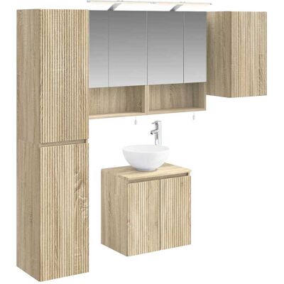 Ensemble D'Armoire De Salle De Bain 5 Pcs Chêne Sonoma Vidaxl - Publicité Ensemble D'Armoire De Salle De Bain 5 Pcs Chêne Sonoma Vidaxl - Publicité