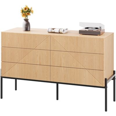ACKERMAN Buffet, Texture 3d, Six Tiroirs, Convient Aux Salons Et Salles À Manger, Meuble De Rangement Multifonctionnel. Publicité ACKERMAN Buffet, Texture 3d, Six Tiroirs, Convient Aux Salons Et Salles À Manger, Meuble De Rangement Multifonctionnel. Publicité