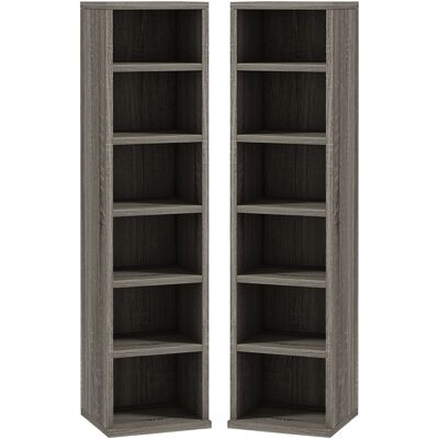 OEM Lot De 2 Étagères Colonnes Armoire De Rangement Cd-dvd 12 Compartiments 21 X 22,5 X 88,5 Cm Capacité 204 Cd Gris Foncé - Publicité OEM Lot De 2 Étagères Colonnes Armoire De Rangement Cd-dvd 12 Compartiments 21 X 22,5 X 88,5 Cm Capacité 204 Cd Gris Foncé - Publicité