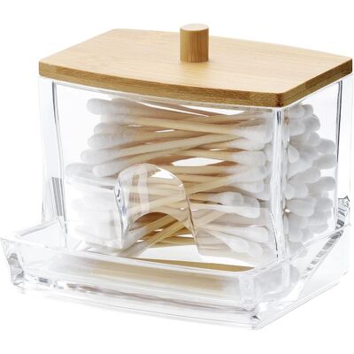 GRASSLIN 1 Boîte De Rangement, Coton-tige, Disque Coton, Fil Dentaire, Bambou, Polystyrène Transparent, Salle De Bain - Publicité GRASSLIN 1 Boîte De Rangement, Coton-tige, Disque Coton, Fil Dentaire, Bambou, Polystyrène Transparent, Salle De Bain - Publicité
