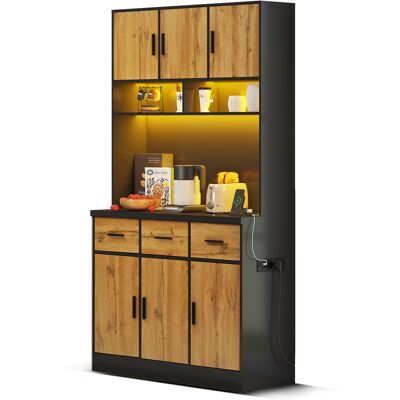 ACKERMAN Buffet Multifonctionnel De 100 X 40 X 180 Cm Avec Éclairage Led Et Commande Par Application, Tiroirs, Étagères Réglables, Passe-câbles Et Prises Électriques, Idéal Pour Les Cuisines Et Les Salles À Ma - Publicité ACKERMAN Buffet Multifonctionnel De 100 X 40 X 180 Cm Avec Éclairage Led Et Commande Par Application, Tiroirs, Étagères Réglables, Passe-câbles Et Prises Électriques, Idéal Pour Les Cuisines Et Les Salles À Ma - Publicité