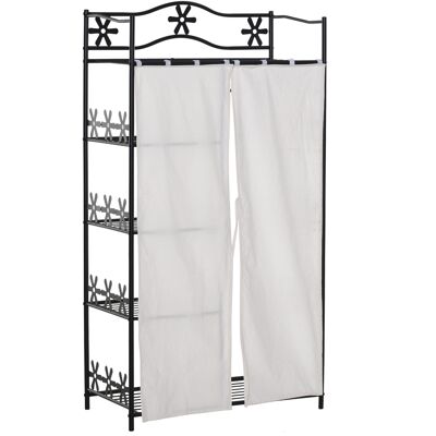 A MOON Homcom Armoire Chambre Adulte Penderie Vêtement Dressing Multi Rangements 5 Étagères 84l X 42l X 159h Cm Métal Noir 2 Rideaux Blanc - Publicité A MOON Homcom Armoire Chambre Adulte Penderie Vêtement Dressing Multi Rangements 5 Étagères 84l X 42l X 159h Cm Métal Noir 2 Rideaux Blanc - Publicité