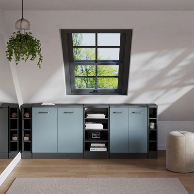 Ensembles De Meuble De Rangement Sous Pente Rion, Bleu-gris, 210cm Lot De 5 Caissons 60 Cm De Profondeur, Vicco - Publicité Ensembles De Meuble De Rangement Sous Pente Rion, Bleu-gris, 210cm Lot De 5 Caissons 60 Cm De Profondeur, Vicco - Publicité