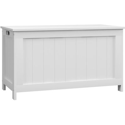 ACKERMAN Coffre De Rangement Avec Poignée Et Couvercle, 81 X 40 X 46 Cm, Coffre Pour Salon Et Chambre, Blanc - Publicité ACKERMAN Coffre De Rangement Avec Poignée Et Couvercle, 81 X 40 X 46 Cm, Coffre Pour Salon Et Chambre, Blanc - Publicité