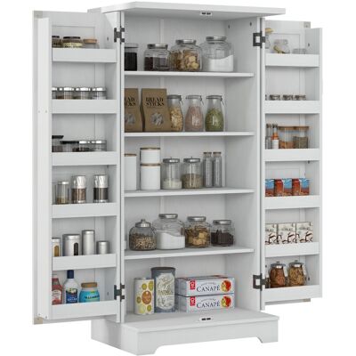 DEVOKO Buffet Cuisine Crème Grain De Bois 60x40x120hcm 5 Niveaux Portes Étagères Réglables Rangement - Publicité DEVOKO Buffet Cuisine Crème Grain De Bois 60x40x120hcm 5 Niveaux Portes Étagères Réglables Rangement - Publicité
