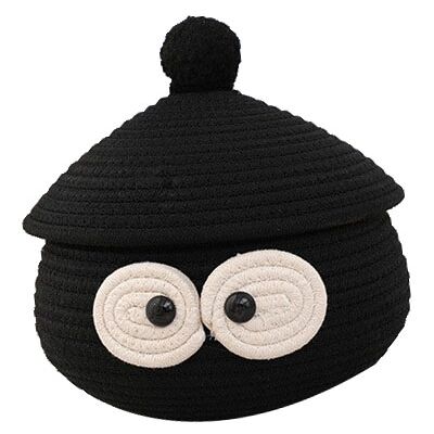 MCKENSA Panier De Rangement De Bureau Avec Couvercle, En Corde De Coton, Panier De Rangement Sphérique Noir Tressé Pour Divers Objets De La Maison - Publicité MCKENSA Panier De Rangement De Bureau Avec Couvercle, En Corde De Coton, Panier De Rangement Sphérique Noir Tressé Pour Divers Objets De La Maison - Publicité