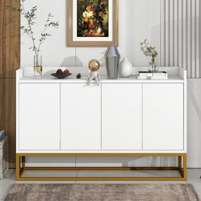 ALLAUVE Buffet Contemporain 4 Portes Sans Poignée Blanc Mat Pour Séjour, Salle À Manger Et Cuisine - Publicité ALLAUVE Buffet Contemporain 4 Portes Sans Poignée Blanc Mat Pour Séjour, Salle À Manger Et Cuisine - Publicité
