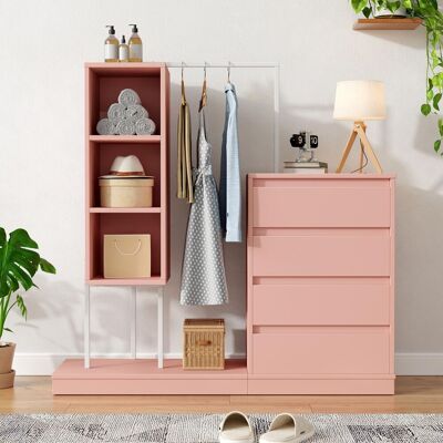 OEM Armoire À Tiroirs, Ensemble Armoire, Armoire Rose, Buffet, Penderie, Dimensions : L 140 Cm X L 40 Cm X H 135 Cm, Rose - Publicité OEM Armoire À Tiroirs, Ensemble Armoire, Armoire Rose, Buffet, Penderie, Dimensions : L 140 Cm X L 40 Cm X H 135 Cm, Rose - Publicité