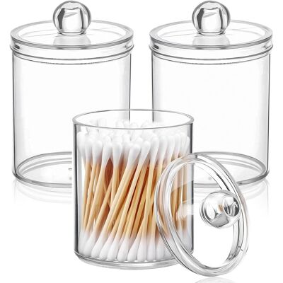 GRASSLIN 3 Pièces Porte-coton-tige, 11 X 6,5 Cm, Acrylique Transparent, Organisateur Cosmétique, Pour Salle De Bain - Publicité GRASSLIN 3 Pièces Porte-coton-tige, 11 X 6,5 Cm, Acrylique Transparent, Organisateur Cosmétique, Pour Salle De Bain - Publicité