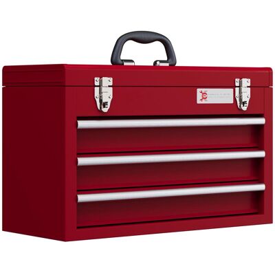 OEM Boîte À Outils Vide 51 X 22 X 32 Cm Avec 3 Tiroirs Et Un Compartiment De Rangement Supérieur, Poignée Et Serrure, Robuste, En Acier Rouge - Publicité OEM Boîte À Outils Vide 51 X 22 X 32 Cm Avec 3 Tiroirs Et Un Compartiment De Rangement Supérieur, Poignée Et Serrure, Robuste, En Acier Rouge - Publicité