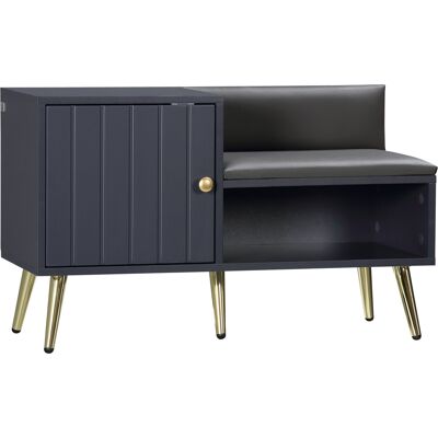 OEM Meuble À Chaussures D'Entrée Avec Siège Rembourré Et Armoire Pour 4 Paires De Chaussures, 80 X 33 X 49 Cm, Gris - Publicité OEM Meuble À Chaussures D'Entrée Avec Siège Rembourré Et Armoire Pour 4 Paires De Chaussures, 80 X 33 X 49 Cm, Gris - Publicité