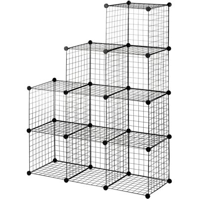 OEM Étagère Cube Modulable Diy Avec 9 Compartiments En Treillis Métallique Pour Salon, Chambre À Coucher, Noir - Publicité OEM Étagère Cube Modulable Diy Avec 9 Compartiments En Treillis Métallique Pour Salon, Chambre À Coucher, Noir - Publicité