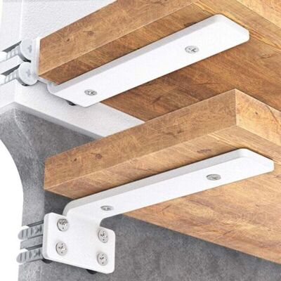 ABYSSE Lot De 4 Supports D’étagère Flottants De 15 Cm, Supports En L En Métal Robuste Pour Étagères, Support Mural, Blanc - Publicité ABYSSE Lot De 4 Supports D’étagère Flottants De 15 Cm, Supports En L En Métal Robuste Pour Étagères, Support Mural, Blanc - Publicité