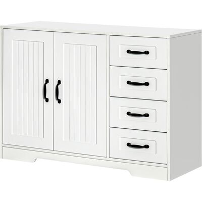 OEM Buffet, Commode, Style Moderne, 4 Tiroirs, 1 Placard, 105 Cm X 40 Cm X 76 Cm, Blanc - Publicité OEM Buffet, Commode, Style Moderne, 4 Tiroirs, 1 Placard, 105 Cm X 40 Cm X 76 Cm, Blanc - Publicité