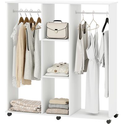 OEM Armoire Penderie Mobile 6 Roulettes 120x40x128 Cm Blanc - Publicité OEM Armoire Penderie Mobile 6 Roulettes 120x40x128 Cm Blanc - Publicité
