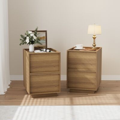ACKERMAN Table De Chevet Moderne En Chêne Style Médiéval, 38 X 48 X 50 Cm, Idéal Pour La Chambre À Coucher, Avec Tiroirs Sans Poignées, 2 Pièces. Publicité ACKERMAN Table De Chevet Moderne En Chêne Style Médiéval, 38 X 48 X 50 Cm, Idéal Pour La Chambre À Coucher, Avec Tiroirs Sans Poignées, 2 Pièces. Publicité